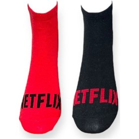 Resim 2'li Unısex Yazı İşlemeli Esnek Nem Alabilen Pamuklu Spor Patik Çoraplar Çok Renkli 