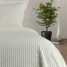 Resim Merinos Modern Line 3 Parça Battaniye Seti - Ekru 