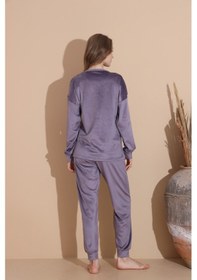Resim Lukitus Kadife Uzun Kol Kadın Pijama Takımı Gri 