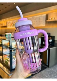Resim Bıgmug Ice Cream Tritan Pipetli Suluk Detoks Matara 1300 Ml Mor 
