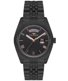 Resim Ferro F11130A-G Siyah Çelik Kordon 41 mm Erkek Kol Saati 