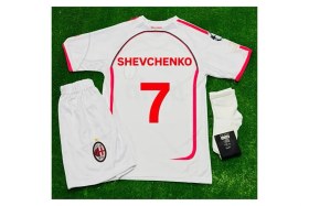 Resim Alaturka Mix 2006/07 A.c Milan #7 Shevcenko Çocuk Futbol Forması 4lü Set (Beyaz) 