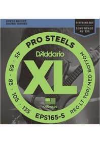 Resim D'addario Eps165-5 Xl Prosteels 5 Telli Bas Gitar Tel Seti - 45-135 Profesyonel Paslanmaz Çelik İle Yüksek Manyetik Çıkış, Keskin Tizler Ve 5 Telli Baslar İçin İdeal Uzunluk 