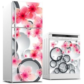 Resim Buzdolabı Ve Bulaşık Makinası Beyaz Eşya Sticker Kaplama Oval Çiç 