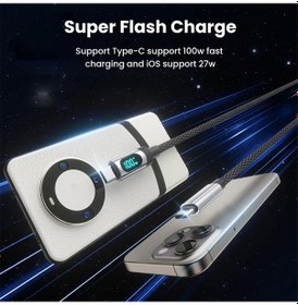 Resim Pd100w Hızlı Şarj Usb Tip C Kablo Dijital Ekran Veri Kablosu İphone 15 Uyumlu A-c 2m 2M 