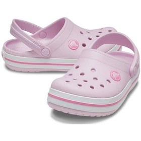 Resim Crocs Crocband Clog Çocuk Pembe Kenarı Pembe Çizgili Terlik / San 