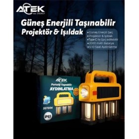 Resim Güneş Enerjili Taşınabilir Projektör Işıldak 