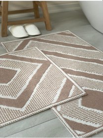 Resim Palamutbükü Doğal Pamuklu 2'li Banyo Paspası 60x100+50x60 Cm - Bej Bej 