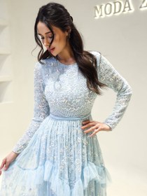 Resim Couture Bare Tesettür Abiye - Mavi / 38 