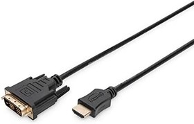 Resim Assmann AK-330300-020-S Hdmi Adaptör Kablosu, Tip A-Dvi(18+1) M/M, 2,0M, Full Hd, Bl 