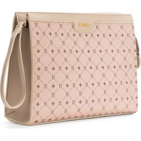 Resim Kadın Bej Bahels Monogram Portföy Kulplu Clutch Çanta 
