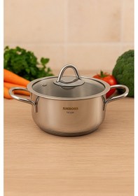 Resim Amboss 14 Cm Derin Tencere 18/10 Paslanmaz Çelik, Parlak Yüzey-101 Metalik 