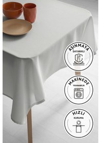 Resim Nayra Keten Masa Örtüsü 160x220 - Krem Krem 