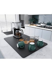 Resim Çay Makinesi Altlığı Su Emici Kaymaz Taban Tezgah Koruyucu Kurula 