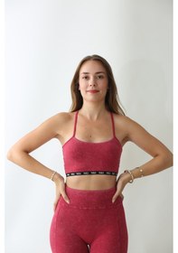 Resim Nature The Brand Kadın Sporcu Sütyeni - Seamless Ve Toparlayıcı Sırt Detaylı Bra Acid Pembe Vişne 