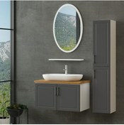 Resim Minar Sanya Banyo Dolabı 100cm As2k+1ea1r+tzg+boy Beyaz Antrasit 