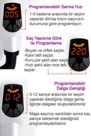 Resim Hairens HRS-430 Otomatik Saç Maşası 32 mm Kalın Su Dalgası - Beyaz 
