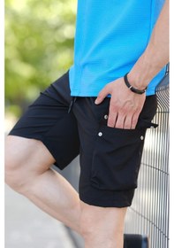 Resim Quar Zımbalı Kort Paraşüt Kumaş Kargo Cep Erkek Şort 001 