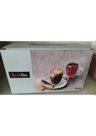Resim Tantitoni Borosilikat Cam 2li Çift Cidarlı Kulplu Bardak Seti 350ml 