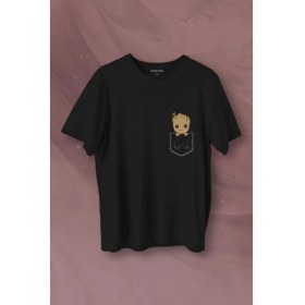 Resim Kendim Seçtim Bebek Groot Marvel Galaksinin Koruyucuları Cep Baskılı Tişört T-Shirt 