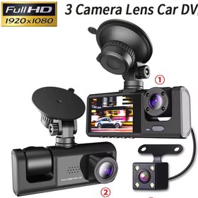 Resim fortrek 3 Kanal Araba DVR HD 1080P 3 Lensli Araç İçi Kamera Üç Yönlü Kamera DVR araç kamera 