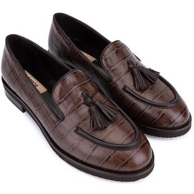 Resim Tamer Tanca Kadın Hakiki Deri Kahverengi Kroko Loafer Ayakkabı 294 14441 Bn Ayk Sk25-26 Kahve Kroko Kahverengi 