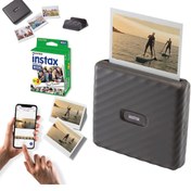 Resim Hepta Collection instax Link Wide Akıllı Telefon Yazıcı, Mocha Gray20'li film (Siyah) 