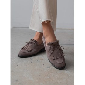 Resim Ece'nin Butiği Soren Vizon Süet Hakiki Deri Kadın Makosen 