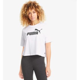 Resim Puma Ess Cropped Logo Light Straw Kadın Beyaz Günlük T-Shirt.02 