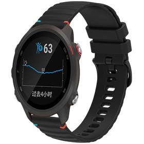 Resim Garmin Forerunner 245 Dalgalı Noktalı Dikişli 20mm Silikon Saat Bandı İçin Siyah 