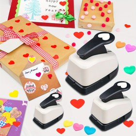 Resim 3 adet Delik Delme Makinesi, El Sanatları İçin Kağıt Delme Makinesi, 2.54 Cm, 12.7/20.32 Cm, 7.62/20.32 Cm Kalp Şekilli Delik Delme Makinesi Seti 