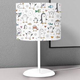 Resim instababyrooms Tatlı Penguen ve Balık Desenli Çocuk Odası Dijital Baskılı Çocuk Odası Masaüstü Abajur Avize 