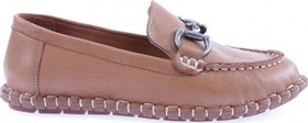 Resim DGN Kadın Dikiş Detaylı Metal Tokalı Loafer Ayakkabı Taba 71132110 
