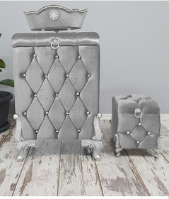 Resim Kapitone MDF Gri Renk 3'lü Çamaşır Sepeti Kirli Sepeti 