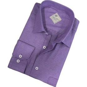 Resim Pamuklu Oxford Uzun Kollu Unisex Gömlek Slim Fit -9490 Mor 