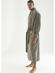 Resim Uzun Şalyaka Triga Bambu Cotton Erkek Bornoz Kahve 