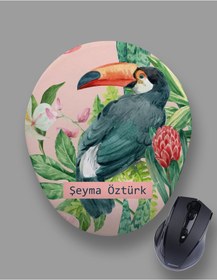 Resim Kişiye Özel Retro Tukan Tropikal Mouse Pad 