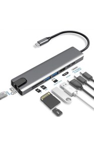 Resim Axe Tools 8 In 1 Ethernet Sd Usb Type C Portlu Hub Hdmı Girişli Macbook Uyumlu Kaliteli Metal Çevirici 