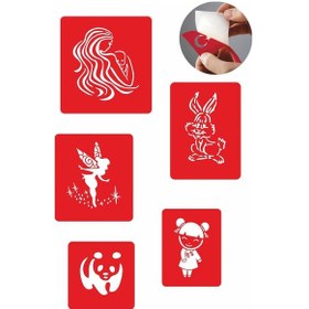 Resim Enhavalı Melek Ve Hayvan Modelleri Geçici Dövme Kına Şablonu 5'li 