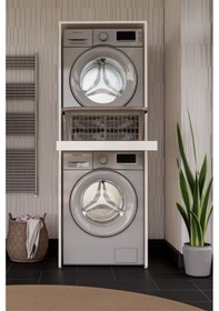 Resim Çamaşır-Kurutma Makine Dolabı Mdflam Beyaz 