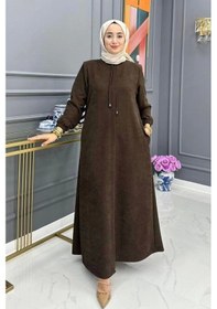 Resim Şönil Kumaş Kışlık Comfort Ferace / Acı Kahve - F0501 Kahverengi 