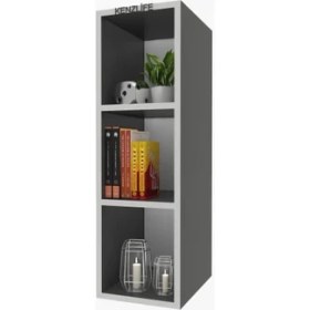 Resim Kenzlife mutfak dolabı ıtır 060.030.30 gri 2 raflı kapaksız ofis banyo kiler evrak kitaplık 