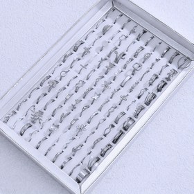 Resim Rastgele 30 adet/53 adet Kadınlar için Üst Üste Dizilebilir Yüzük Seti, Vintage Şık Gümüş Renkli Yağ Damlası Taşlı Kelebek Kalp Çiçek Çok Stil Kombinasyon Yüzükler, Kutusuz Günlük ve Parti Hediyeleri İçin Uygun 