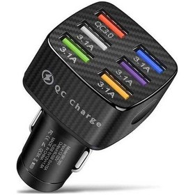 Resim Createtech Usb Siyah Şarj Qc3.0 Işıldayan Cihazı Bk-360 Arada Araç 6'sı 3.1a 1 + Zj 