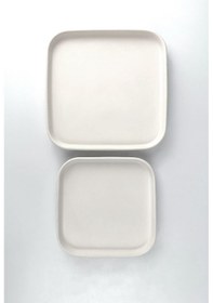 Resim Kare Tabak Seramik Bisküvi 2'li Set Ham Ürün 