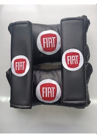 Resim Fiat Uyumlu Oto Boyun Yastığı + Emniyet Kemer Pedi Kırmızı Beyaz 