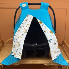 Resim İndirimli Ürün - Çift Taraflı Puset Örtüsü - Turkuaz Petek - Zoo 