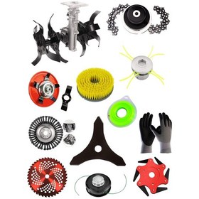 Resim Benzinli Tırpan Akrep Çapalama Aparatı 26 Mm 9 Diş + 11 Li Lüks Bahçivan Seti 