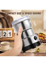 Resim Mini Baharat Kahve Öğütücü Elektrikli Hızlı Öğütücü Çok İşlevli Parçalama Makinesi Kuru Tahıl Değirmeni Baharat Tohumları Pirinç Çekirdeği Çeşniler İçin Siyah 