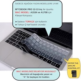 Resim McStorey Silikon Klavye Koruyucu MacBook Pro 13 inç ve MacBook 12 inç Uyumlu | Türkçe Q Baskılı | UK Ters L Enter (ISO) | Renkli | Ultra İnce Yıkanabilir Siyah Gri 